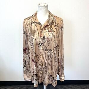 Vintage Damon Italy Men's Botton Up Long Sleeve Dress Shirt Brown Size XL